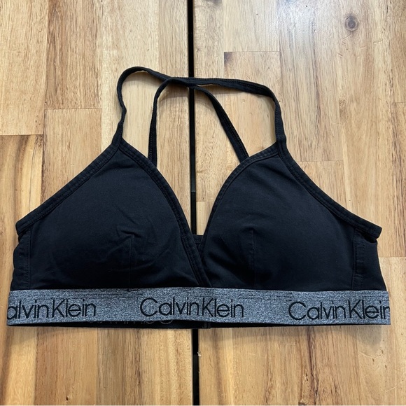 Calvin Klein Black Triangle Bralette Size M – Logo Band - Picture 1 of 4